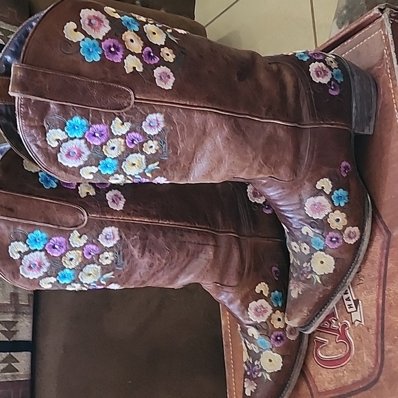 Lane Spring Flower Western Boots Size 9.5M - Picture 3 of 12